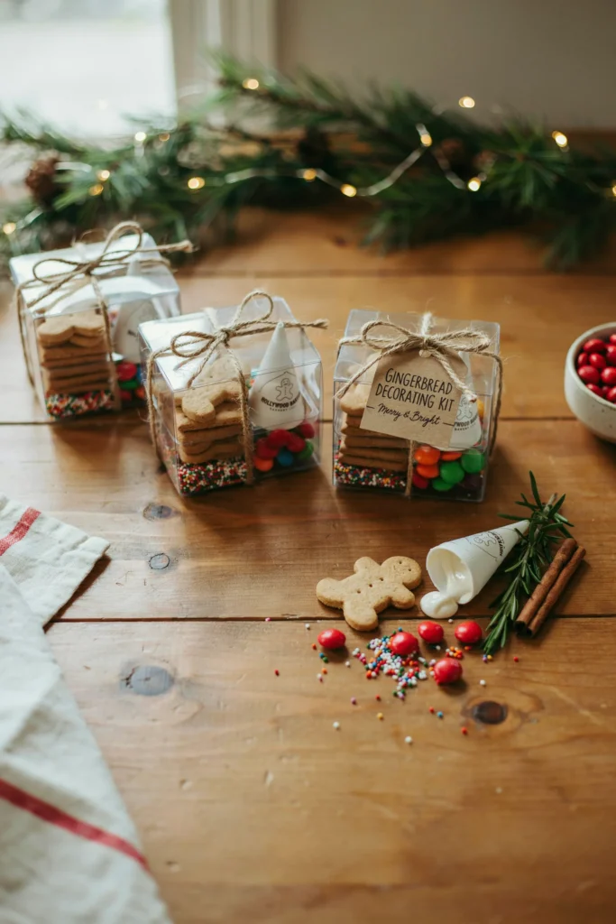 Mini graham cracker gingerbread house kits in take home boxes