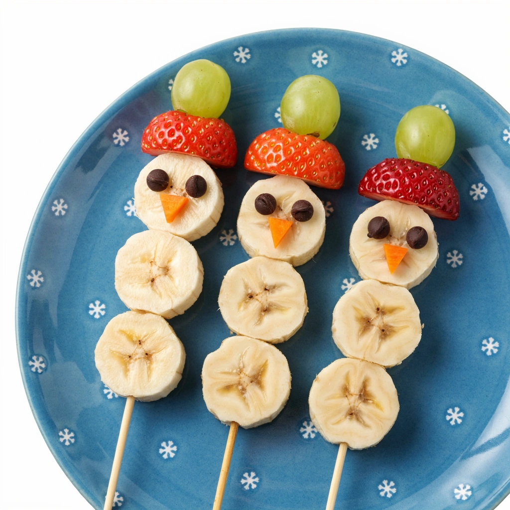 Snowman Fruit & Marshmallow Skewers