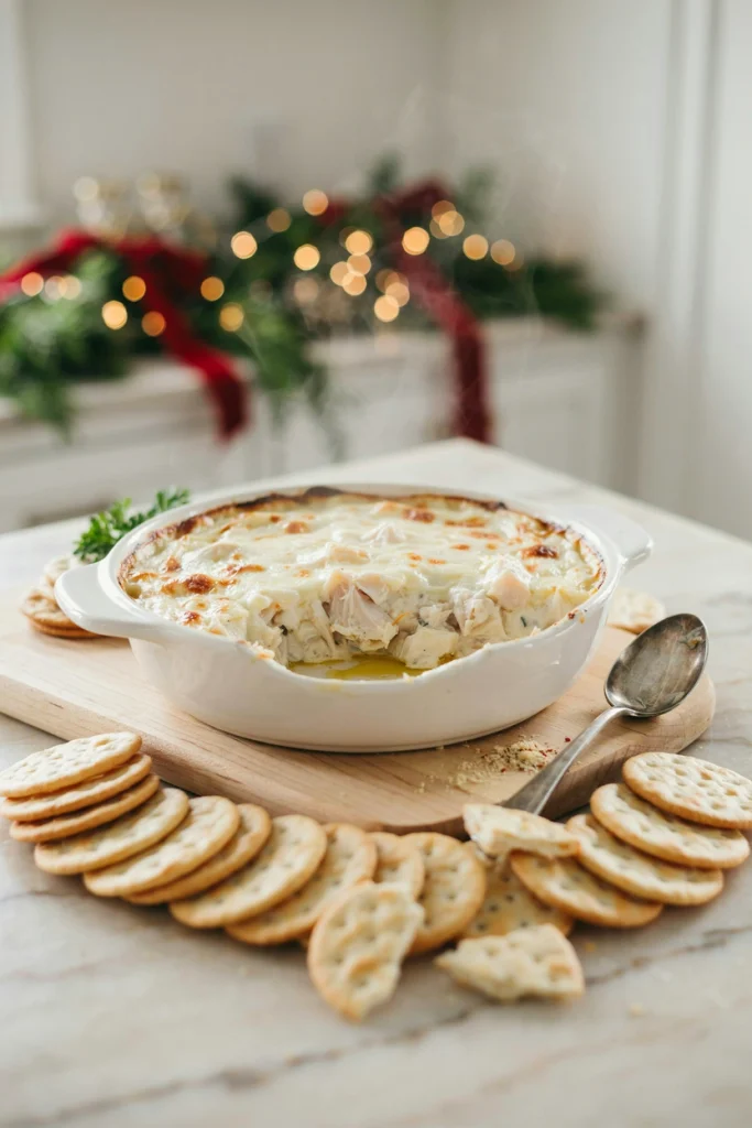 Baked hot crab dip with gruyère and parsley