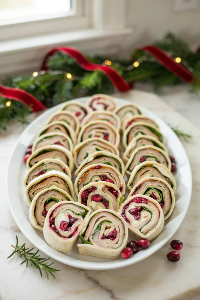 Sliced turkey cranberry pinwheel roll-ups