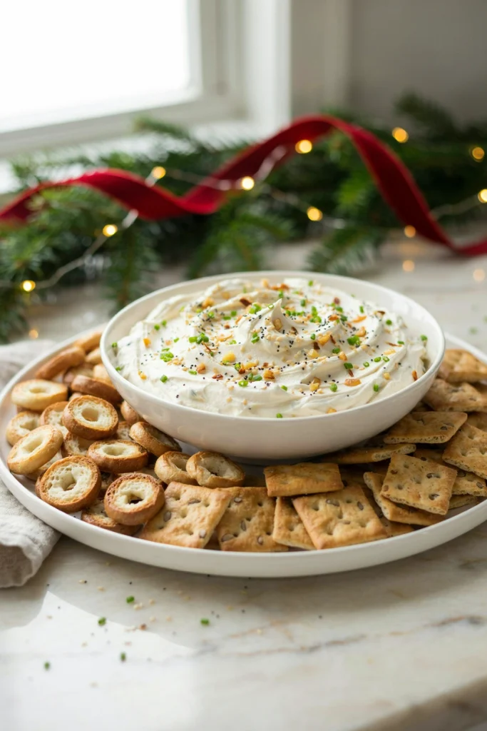 Everything bagel cream cheese dip with seasoning