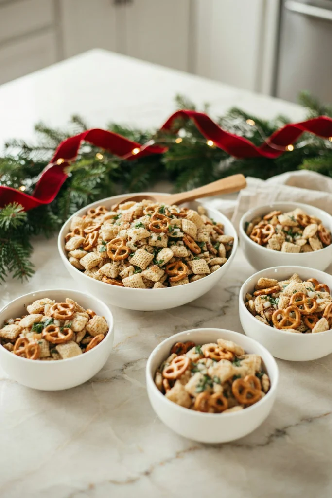 Ranch-seasoned Chex mix with pretzels