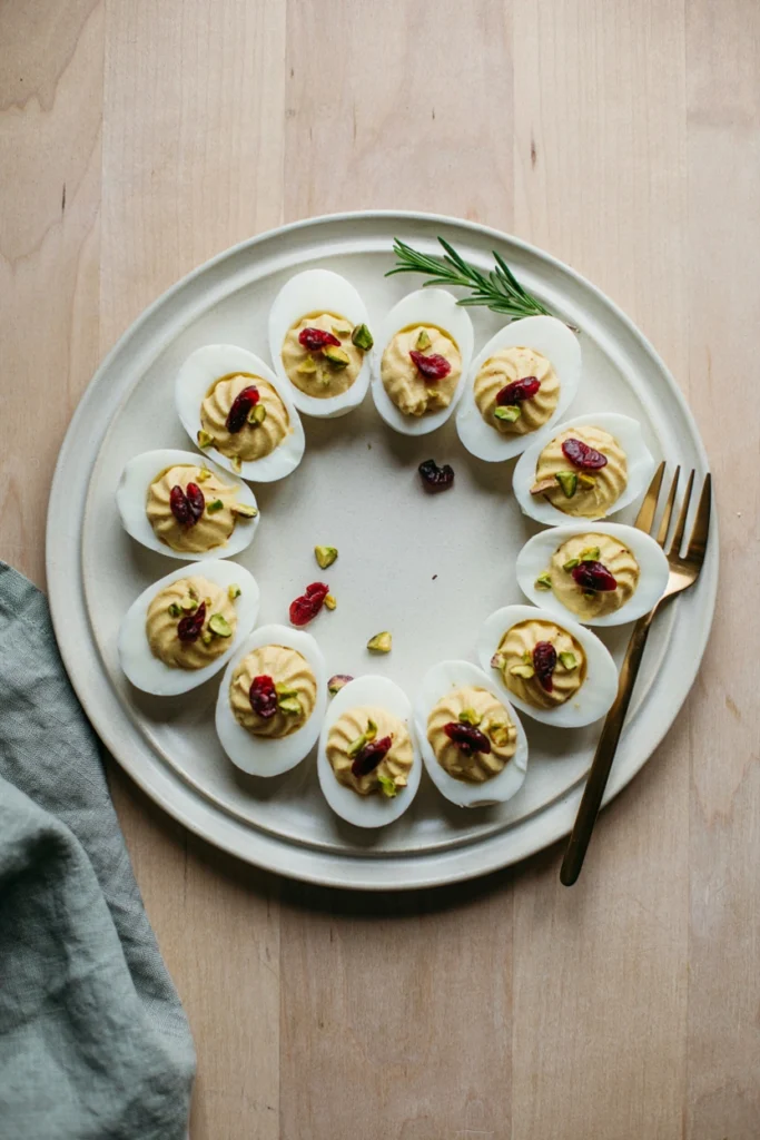Cranberry Pistachio Deviled Eggs