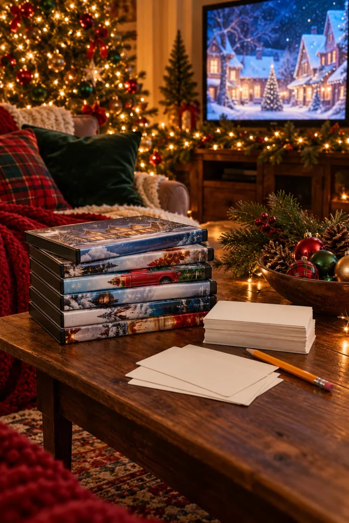 Christmas movie quote quiz cards for a family trivia game