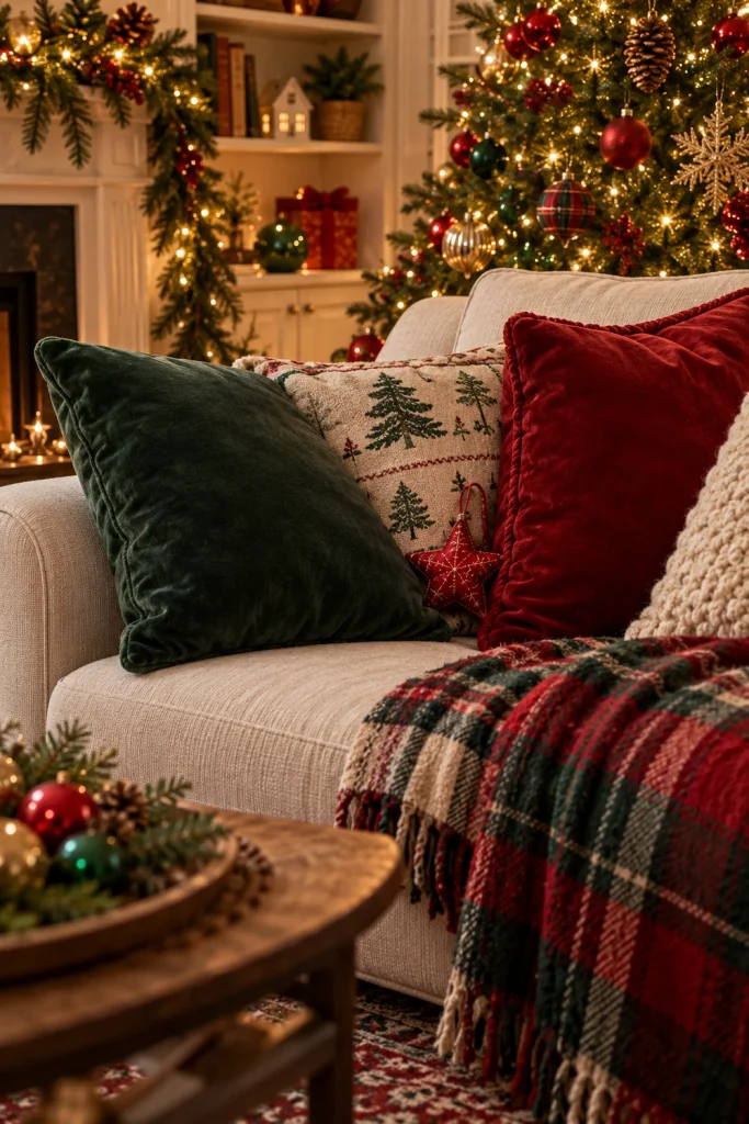 Christmas ornament hidden on a tree for a family hide and seek game
