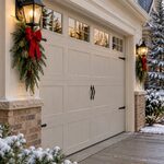 18 Christmas Garage Door Decor Ideas Christmas Garage Sconces with Evergreen Swags-24