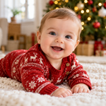 Cozy baby by Christmas tree-8