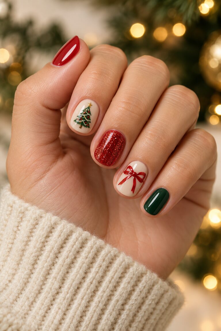 27 Christmas Short Nails That Are Festive, Cute, and Easy to Wear