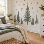 Tree star and snowflake bedroom wall decals