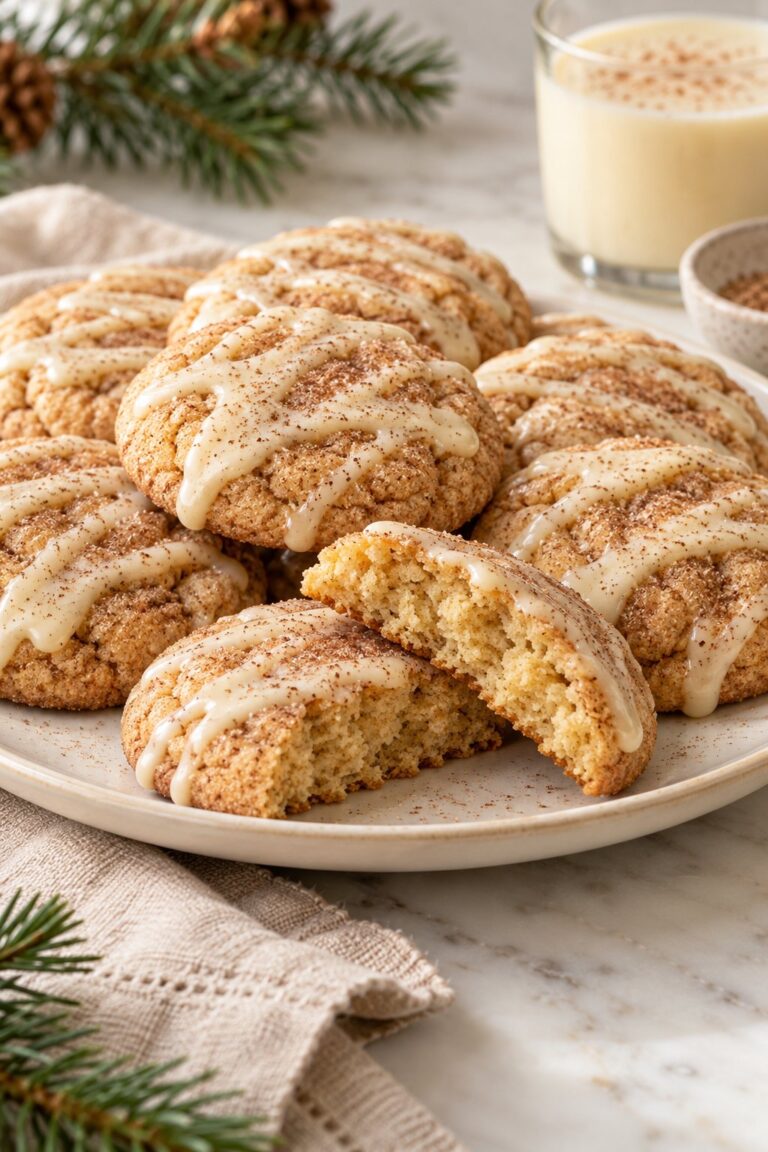 Eggnog Glazed Snickerdoodle Cookies