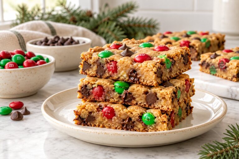 Christmas M&M Cookie Bars